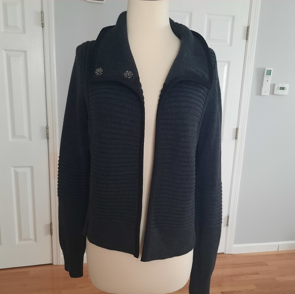 Wool blend gray open cardigan sweater - Picture 1 of 12